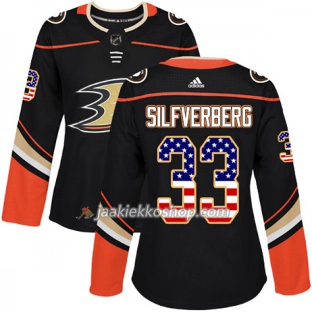 Nainen NHL Anaheim Ducks Pelipaita Jakob Silfverberg 33 Adidas 2017-2018 Musta USA Flag Fashion Authentic